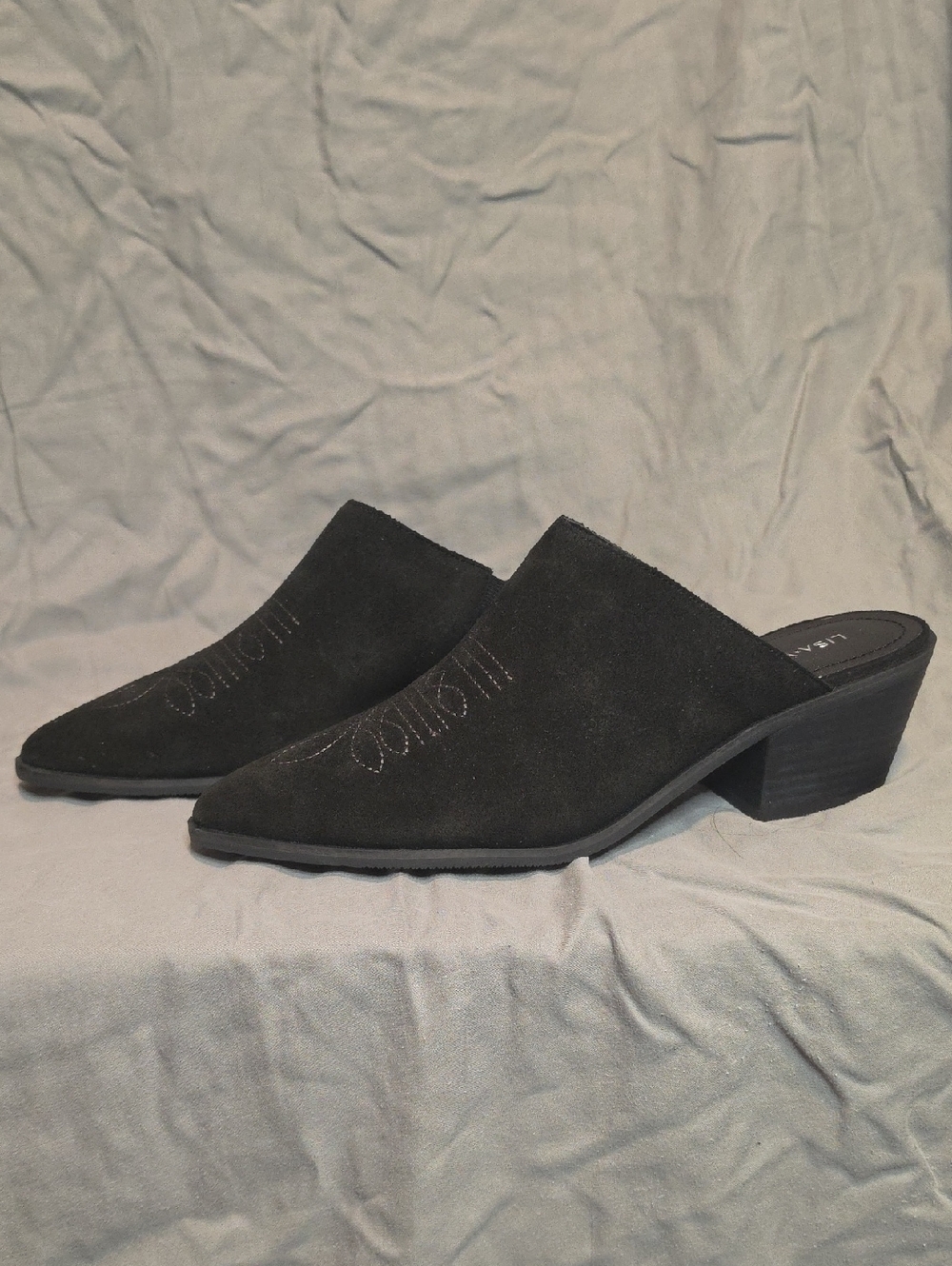 Black Suede Slip-On Mule Heels for Women NWOT
